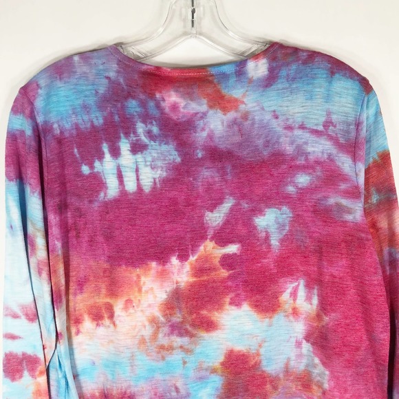 Patchwork Paradise New Directions Medium Top Tie Dye Embroidered Pink Blue 552 - Picture 7 of 10